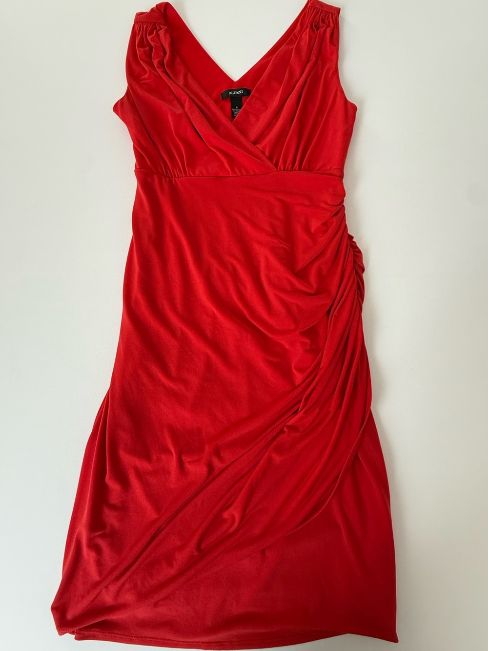 Alfani Red Sleeveless Faux-Wrap Midi Dress size 4